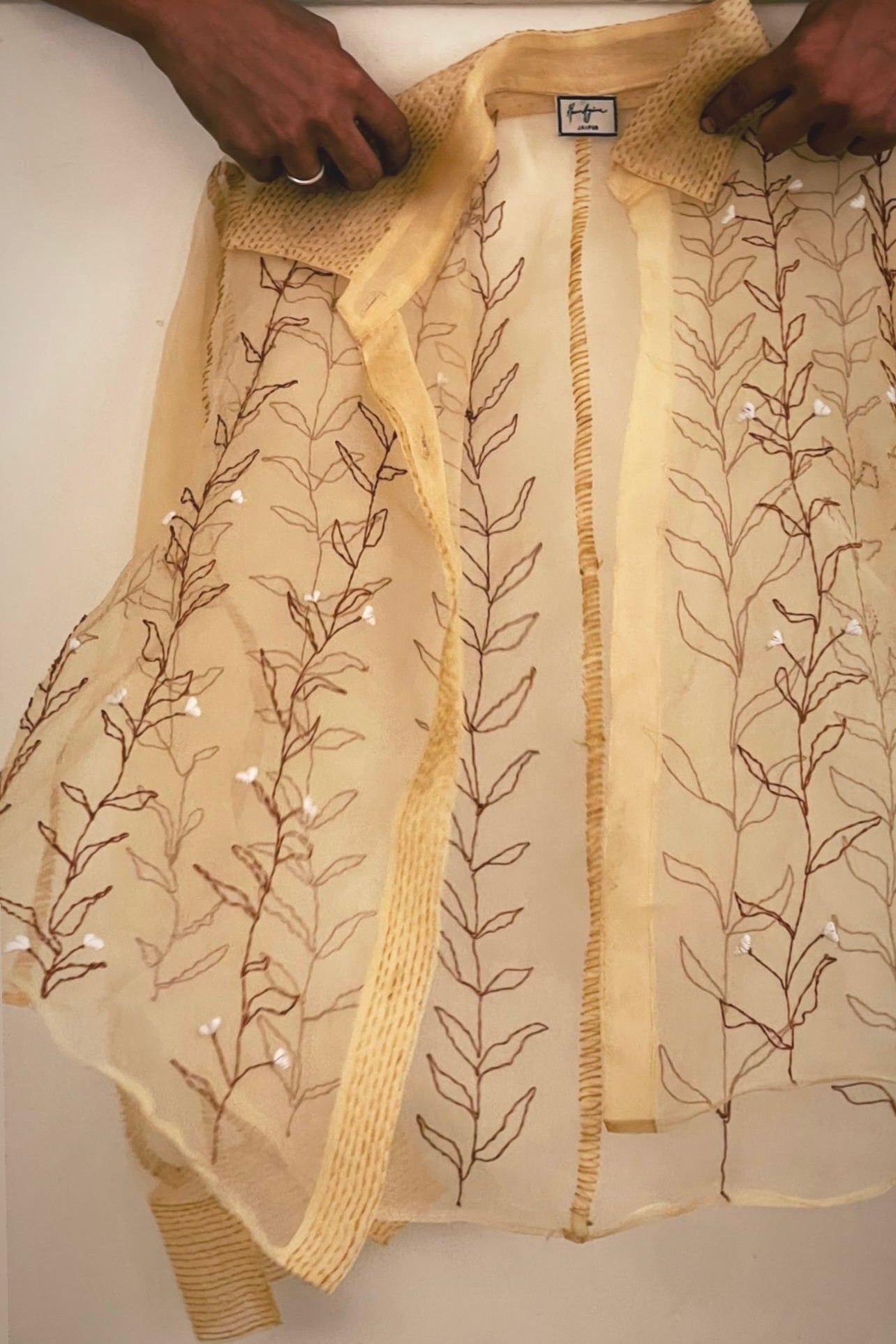 Creme Yellow Silk Organza Shirt