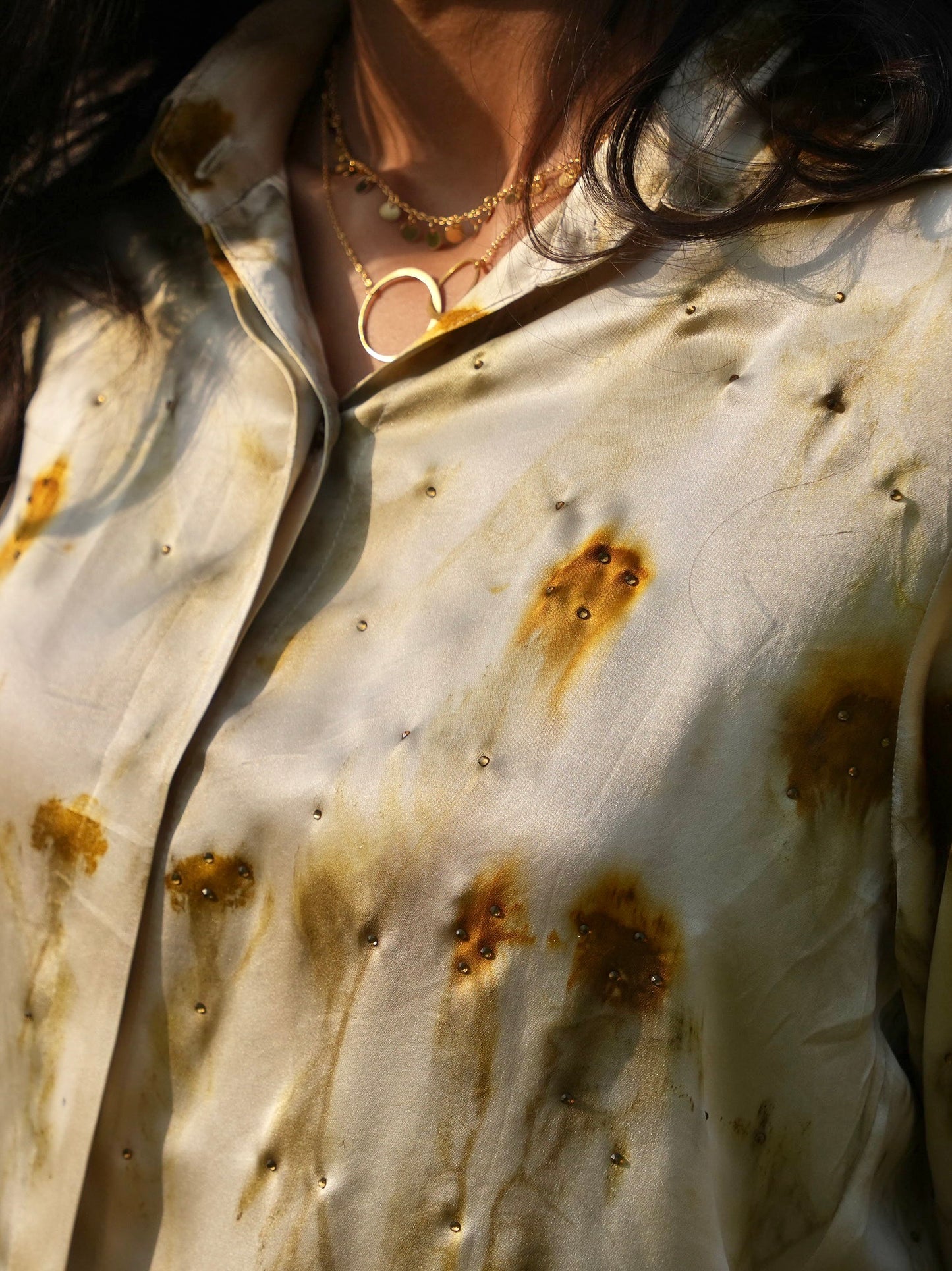Eco-printed Satin Silk Co-ord Set