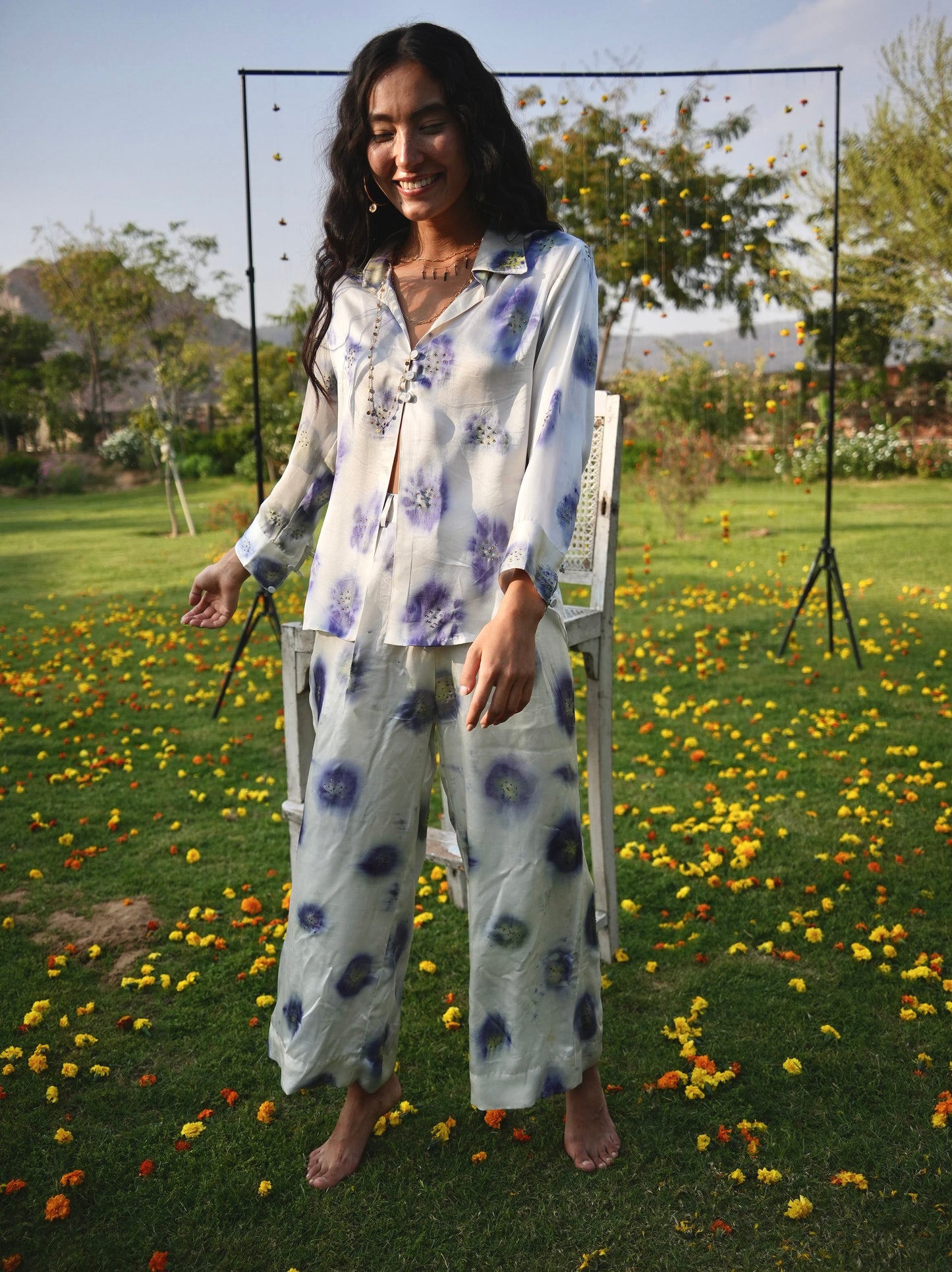 White Nauranga Silk Shirt