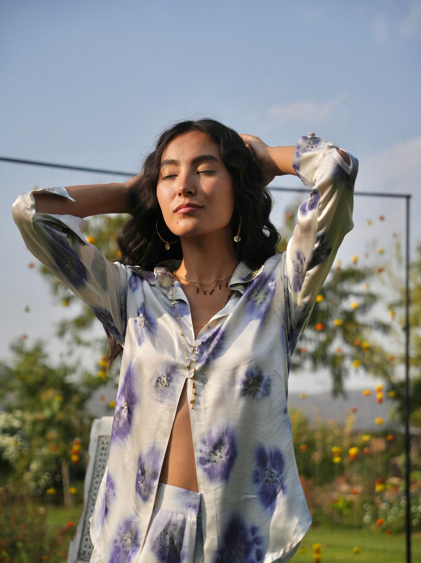 White Nauranga Silk Shirt