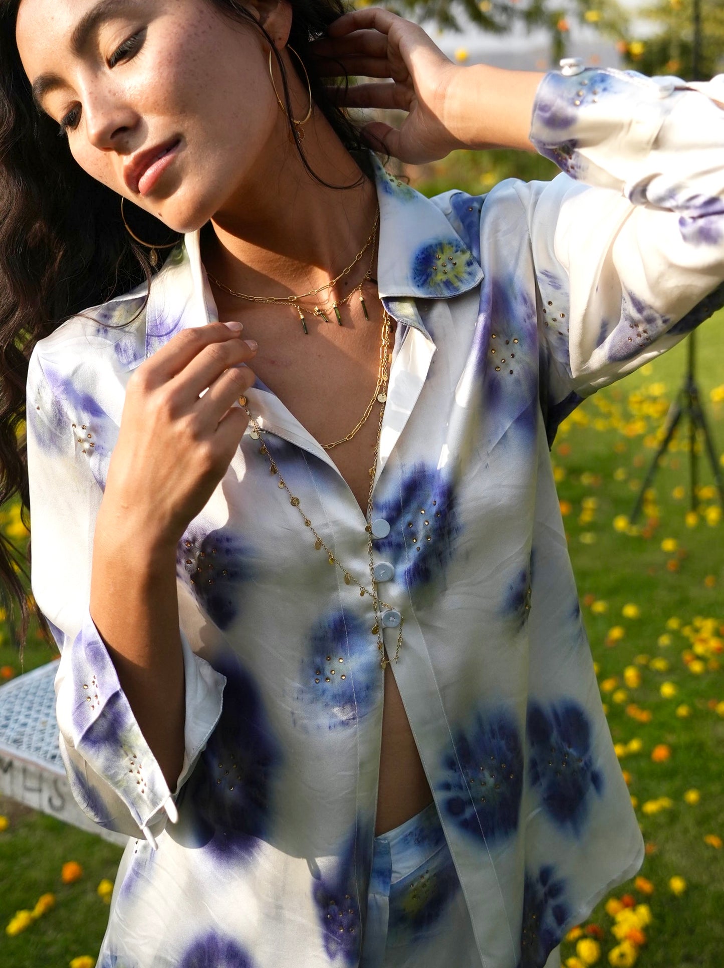 White Nauranga Silk Shirt