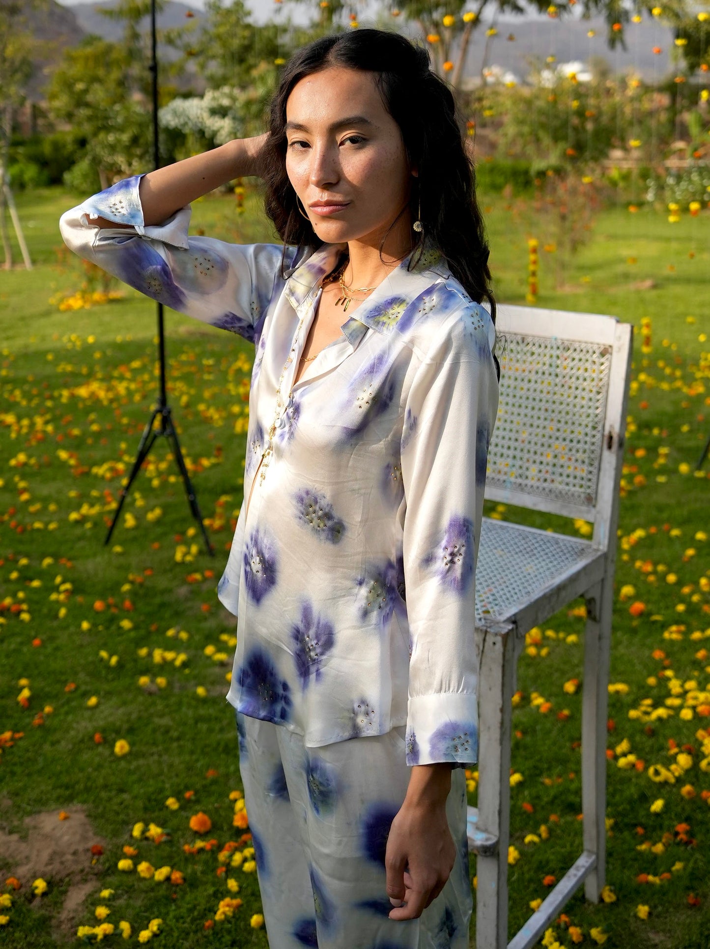 White Nauranga Silk Shirt