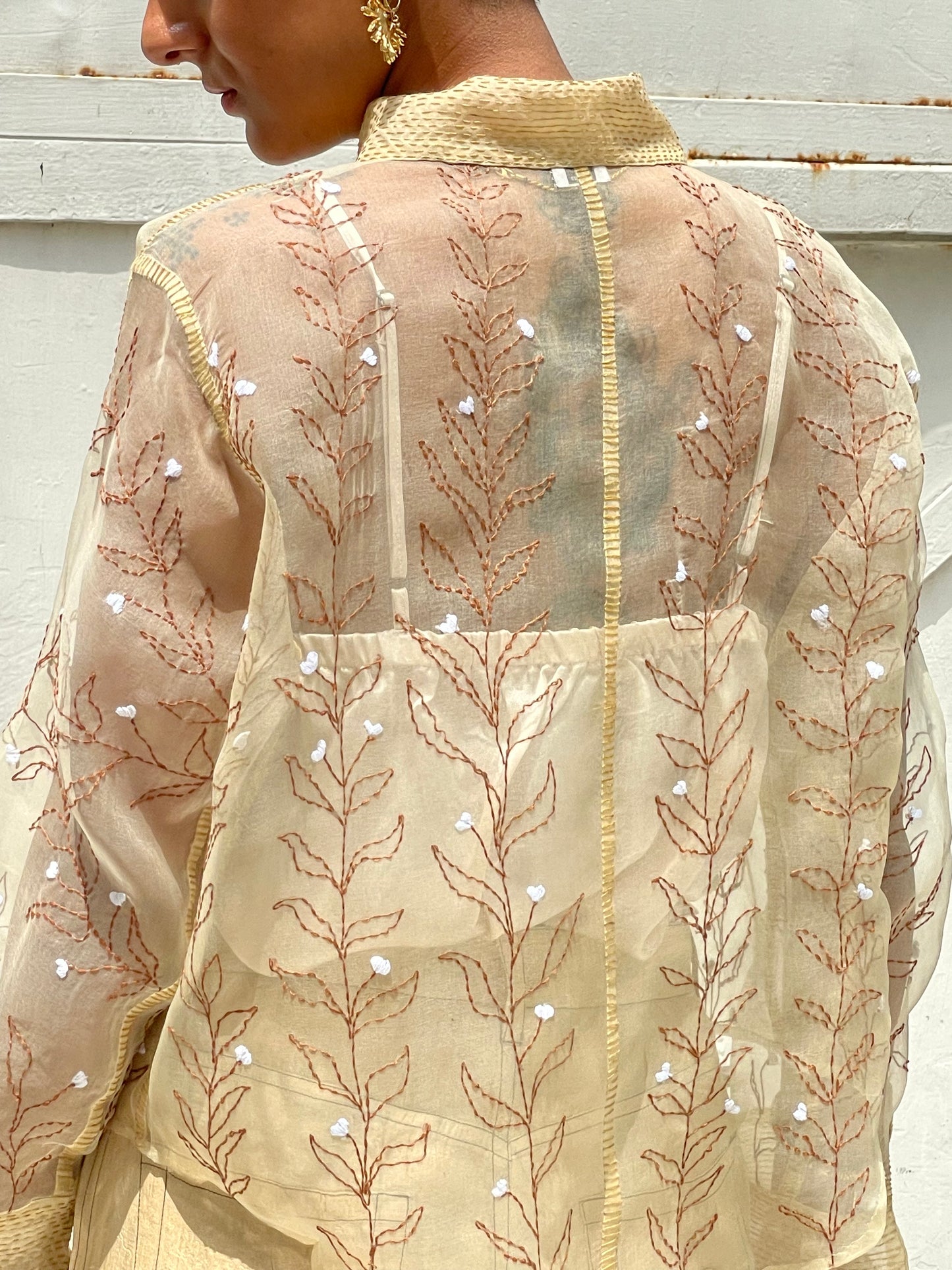 Creme Yellow Silk Organza Shirt