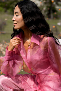 Pink Bloom Silk Organza Shirt