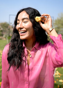 Indian Flamingo Silk Organza Shirt