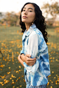 Indigo Lapel Cotton Shirt