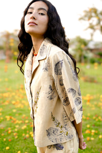 Grey Leaf Cotton Shirt
