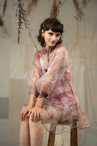 Black Current Silk Organza Dress