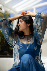 Bijlee Blue Organza Top