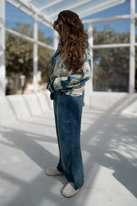 Luxury sustainable fashion from Jaipur – organic indigo-dyed satin silk co-ord set