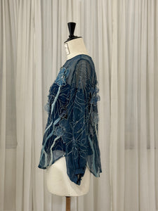 Indigo Moonflower Organza Top