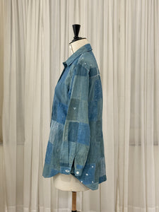 Mosaic Indigo Cotton Patchwork Shirt