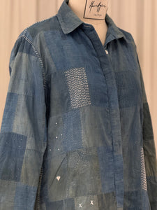 Mosaic Indigo Cotton Patchwork Shirt