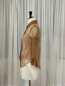 Brown Organza Sparkle Shirt
