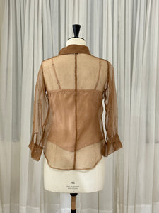 Brown Organza Sparkle Shirt