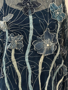 Indigo Moonflower Organza Top